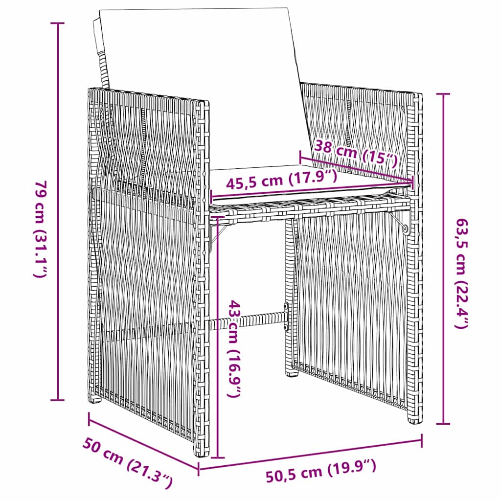 vidaXL Garten Essgruppe 5 pcs Schwarz Poly-Rattan