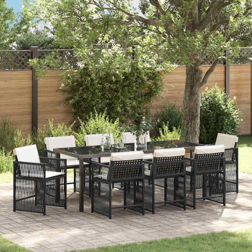 vidaXL Garten Essgruppe 5 pcs Schwarz Poly-Rattan