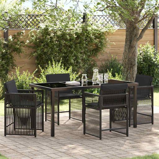 vidaXL Garten Essgruppe 5 pcs Schwarz Poly-Rattan