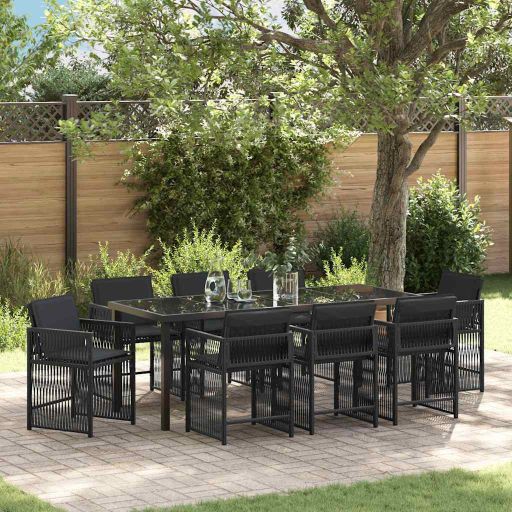vidaXL Garten Essgruppe 5 pcs Schwarz Poly-Rattan