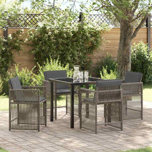 vidaXL Garten Essgruppe 5 pcs Schwarz Poly-Rattan