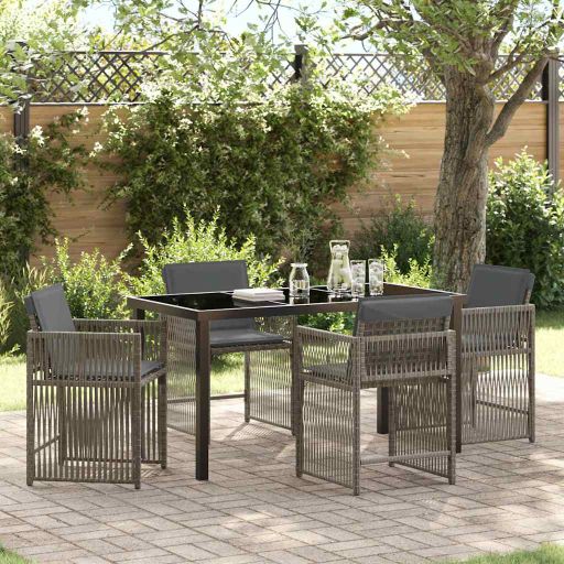 vidaXL Garten Essgruppe 5 pcs Schwarz Poly-Rattan