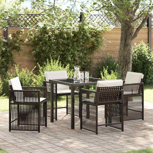 vidaXL Garten Essgruppe 5 pcs Schwarz Poly-Rattan