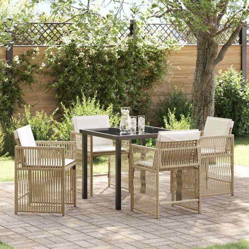 vidaXL Garten Essgruppe 5 pcs Schwarz Poly-Rattan