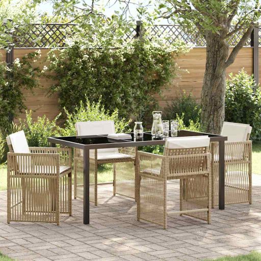 vidaXL Garten Essgruppe 5 pcs Schwarz Poly-Rattan
