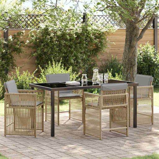 vidaXL Garten Essgruppe 5 pcs Schwarz Poly-Rattan