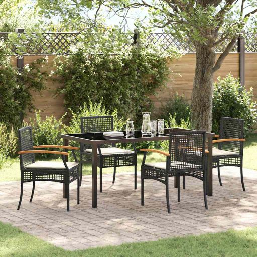 vidaXL Garten Essgruppe 3 pcs Schwarz Poly-Rattan