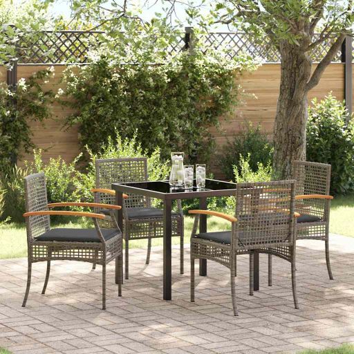 vidaXL Garten Essgruppe 3 pcs Schwarz Poly-Rattan
