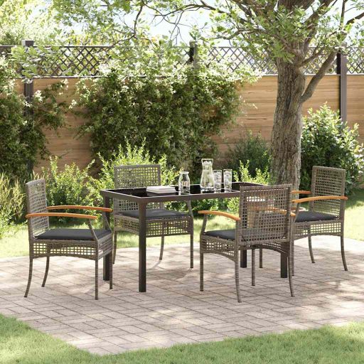 vidaXL Garten Essgruppe 3 pcs Schwarz Poly-Rattan