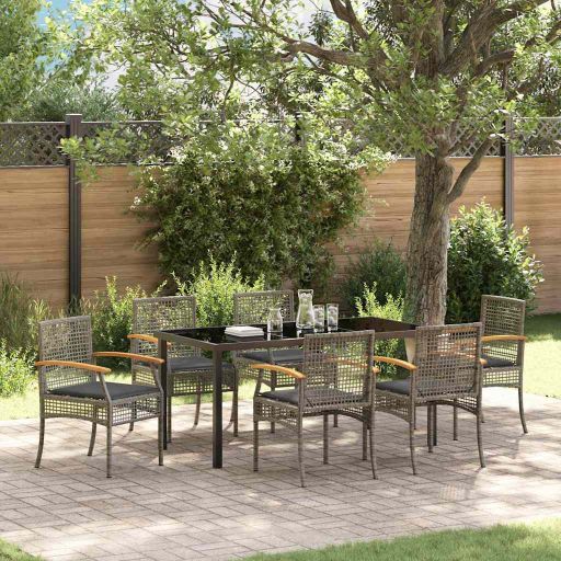 vidaXL Garten Essgruppe 3 pcs Schwarz Poly-Rattan