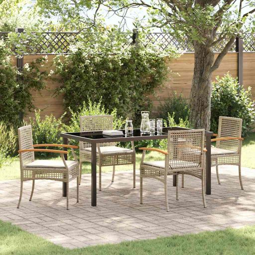 vidaXL Garten Essgruppe 3 pcs Schwarz Poly-Rattan