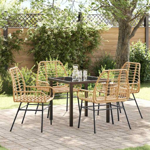 vidaXL Garten Essgruppe 3 pcs Schwarz Poly-Rattan