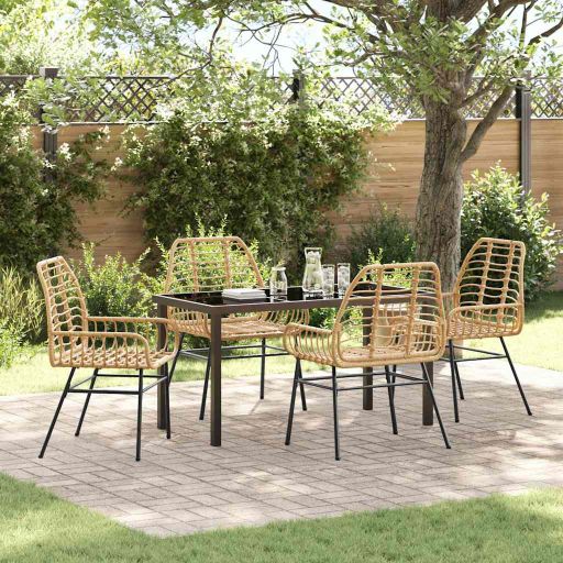 vidaXL Garten Essgruppe 3 pcs Schwarz Poly-Rattan