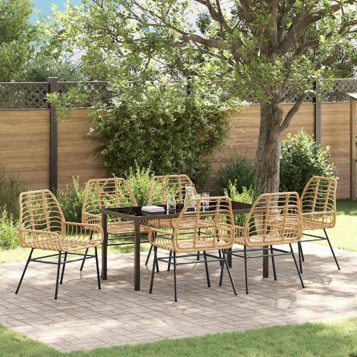 vidaXL Garten Essgruppe 3 pcs Schwarz Poly-Rattan