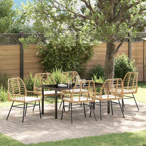 vidaXL Garten Essgruppe 3 pcs Schwarz Poly-Rattan