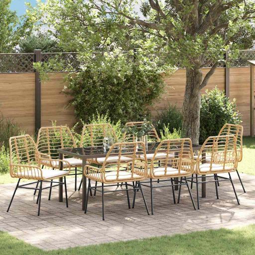 vidaXL Garten Essgruppe 3 pcs Schwarz Poly-Rattan