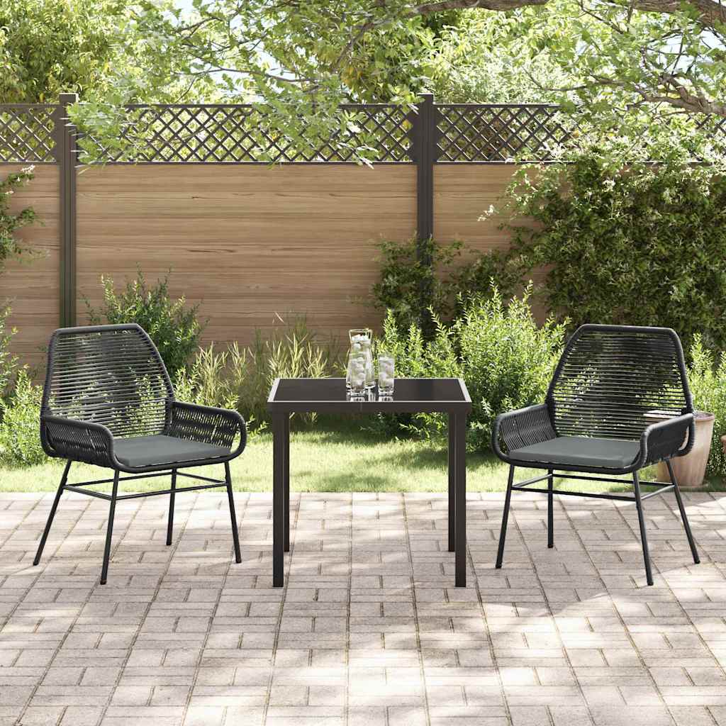 vidaXL Garten Essgruppe mit Kissen 3 pcs Schwarz Poly-Rattan
