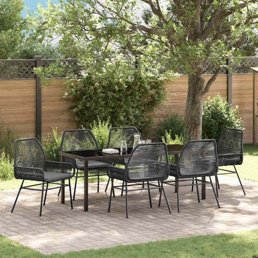 vidaXL Garten Essgruppe mit Kissen 3 pcs Schwarz Poly-Rattan
