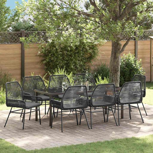 vidaXL Garten Essgruppe mit Kissen 3 pcs Schwarz Poly-Rattan