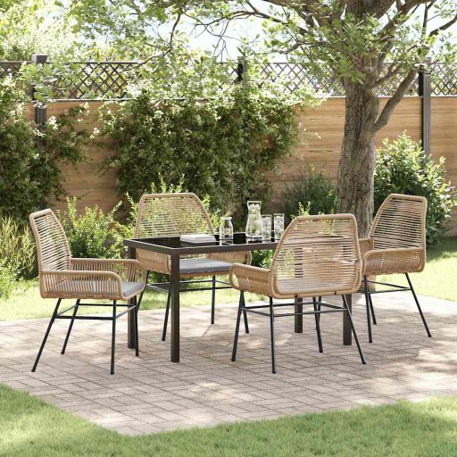 vidaXL Garten Essgruppe mit Kissen 3 pcs Schwarz Poly-Rattan