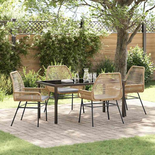 vidaXL Garten Essgruppe mit Kissen 3 pcs Schwarz Poly-Rattan