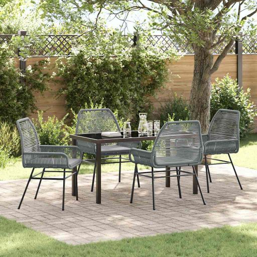 vidaXL Garten Essgruppe mit Kissen 3 pcs Schwarz Poly-Rattan