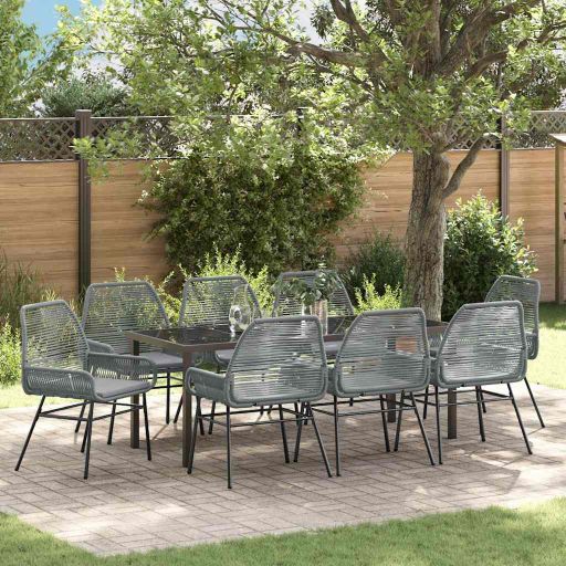 vidaXL Garten Essgruppe mit Kissen 3 pcs Schwarz Poly-Rattan
