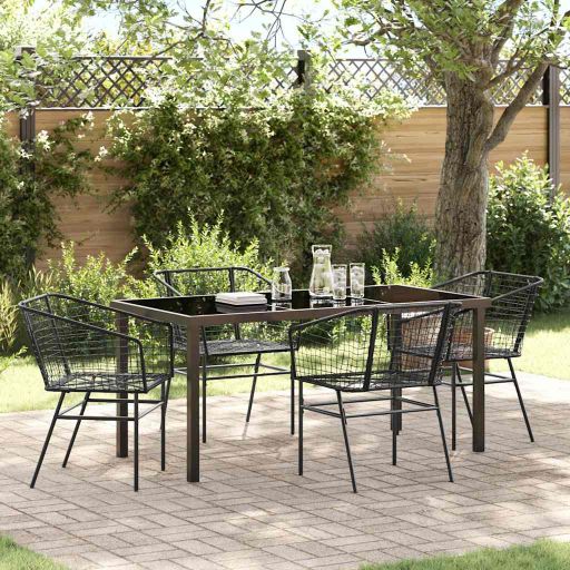 vidaXL Garten Essgruppe 3 pcs Schwarz Poly-Rattan