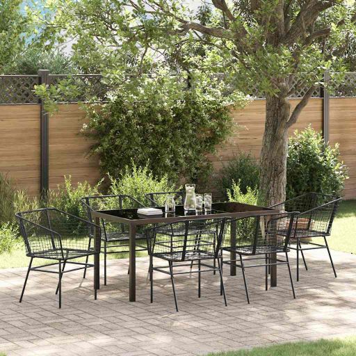 vidaXL Garten Essgruppe 3 pcs Schwarz Poly-Rattan