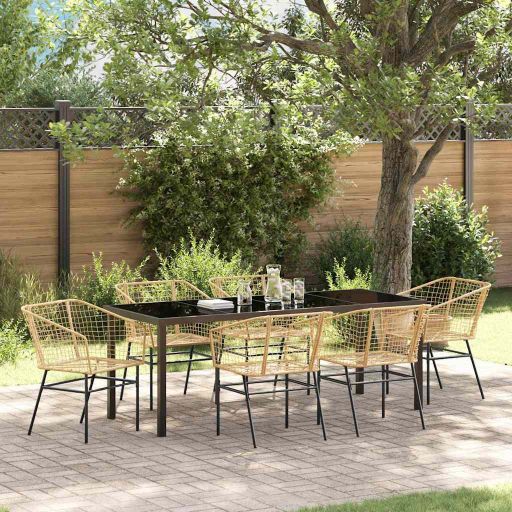 vidaXL Garten Essgruppe 3 pcs Schwarz Poly-Rattan
