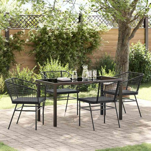 vidaXL Garten Essgruppe 3 pcs Schwarz Poly-Rattan