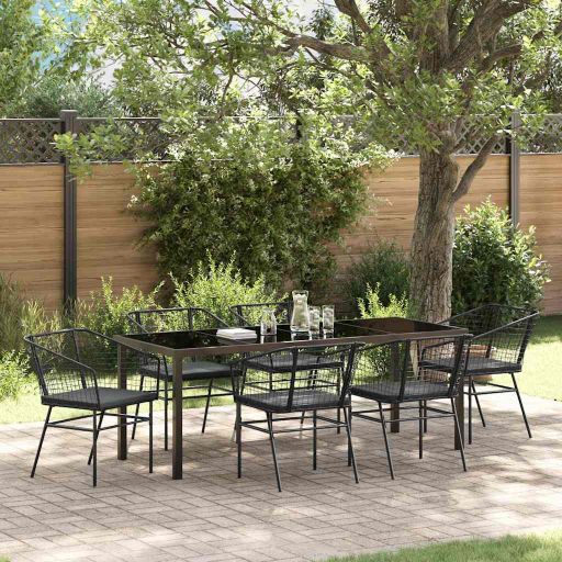 vidaXL Garten Essgruppe 3 pcs Schwarz Poly-Rattan