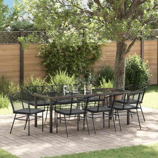 vidaXL Garten Essgruppe 3 pcs Schwarz Poly-Rattan