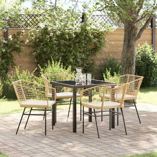 vidaXL Garten Essgruppe 3 pcs Schwarz Poly-Rattan
