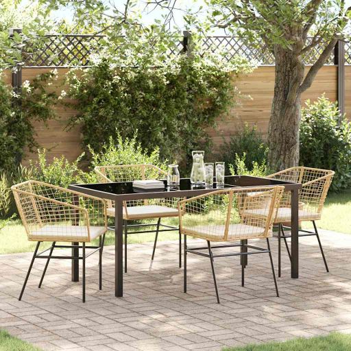 vidaXL Garten Essgruppe 3 pcs Schwarz Poly-Rattan