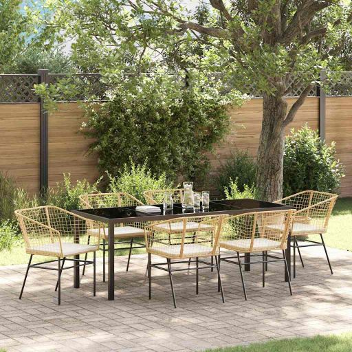 vidaXL Garten Essgruppe 3 pcs Schwarz Poly-Rattan