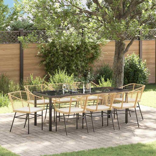 vidaXL Garten Essgruppe 3 pcs Schwarz Poly-Rattan