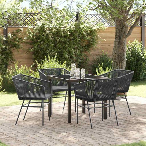 vidaXL Garten Essgruppe 3 pcs Schwarz Pulverbeschichteter Stahl