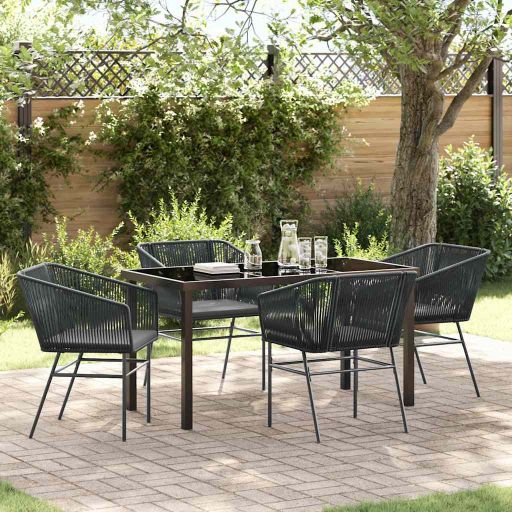 vidaXL Garten Essgruppe 3 pcs Schwarz Pulverbeschichteter Stahl