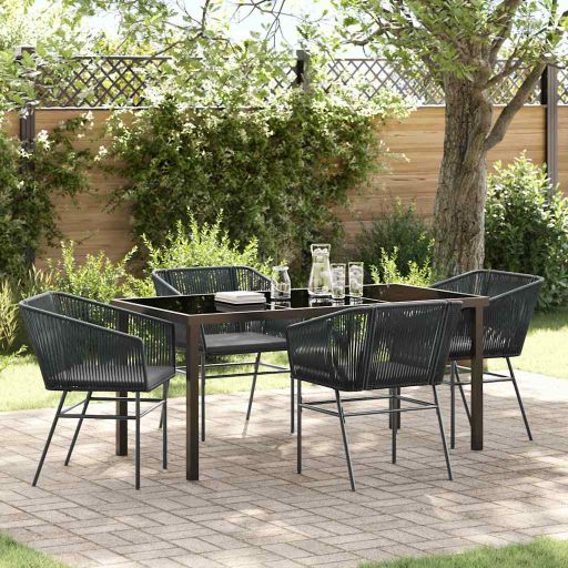 vidaXL Garten Essgruppe 3 pcs Schwarz Pulverbeschichteter Stahl