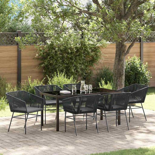 vidaXL Garten Essgruppe 3 pcs Schwarz Pulverbeschichteter Stahl
