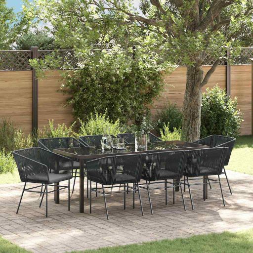 vidaXL Garten Essgruppe 3 pcs Schwarz Pulverbeschichteter Stahl