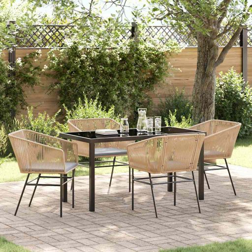 vidaXL Garten Essgruppe 3 pcs Schwarz Pulverbeschichteter Stahl