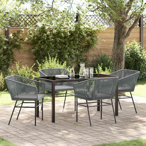 vidaXL Garten Essgruppe 3 pcs Schwarz Pulverbeschichteter Stahl