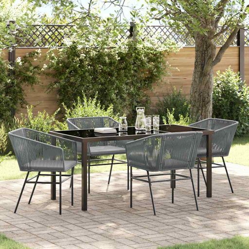 vidaXL Garten Essgruppe 3 pcs Schwarz Pulverbeschichteter Stahl