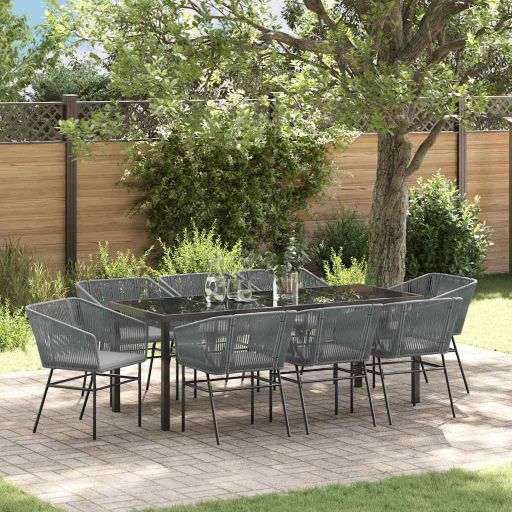 vidaXL Garten Essgruppe 3 pcs Schwarz Pulverbeschichteter Stahl