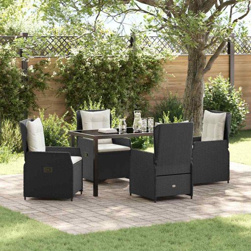 vidaXL Garten Essgruppe 3 pcs Schwarz Poly-Rattan