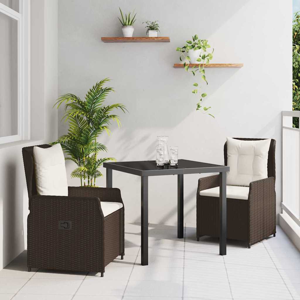 vidaXL Garten Essgruppe 3 pcs Schwarz Poly-Rattan