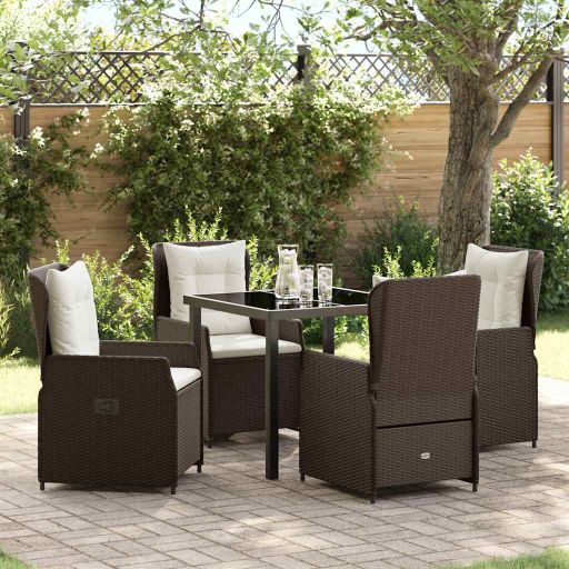 vidaXL Garten Essgruppe 3 pcs Schwarz Poly-Rattan