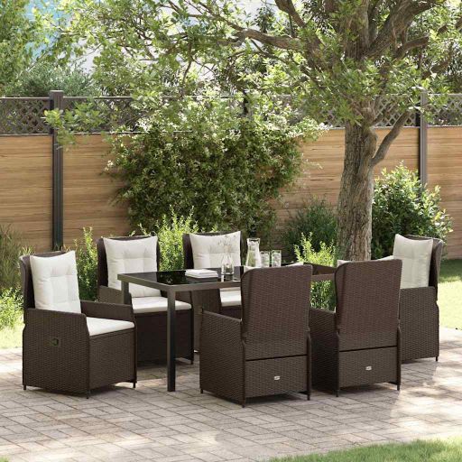 vidaXL Garten Essgruppe 3 pcs Schwarz Poly-Rattan